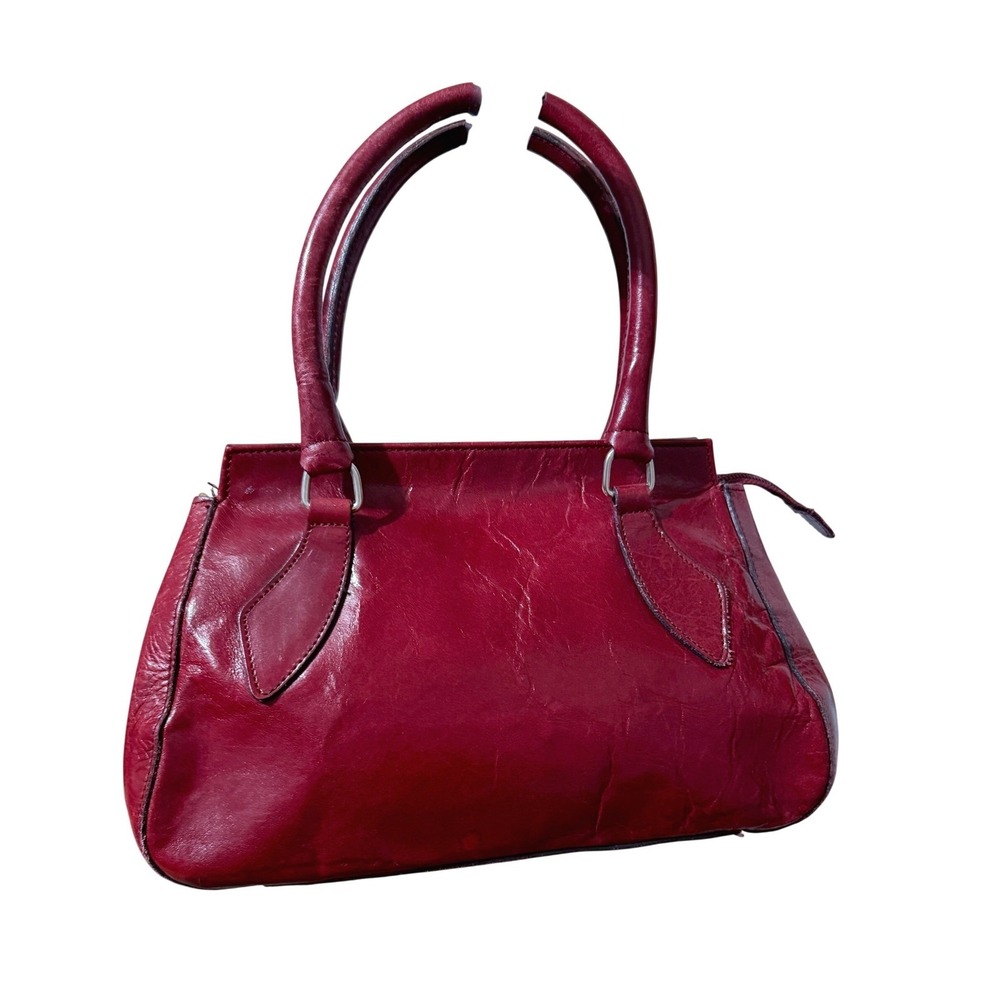 Gruppo Italiano Vintage Red Leather‎ Satchel Handbag Made in Italy